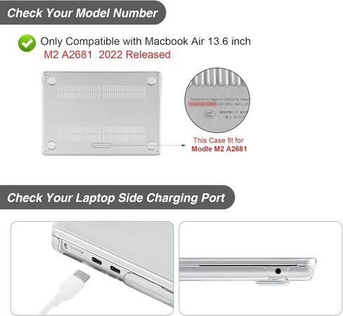 BlueSwan Compatible for 2022-2024 MacBook Air 13 inch Case M3 M2 A3113 A2681, for 13.6" Sparkly Hard Shell Case&Keyboard Cover&Storage Bag&Polishing Cleaning Cloth, Glitter Clear in Kuwait