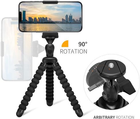 حامل ثلاثي القوائم مرن للهاتف الخلوي الصغير، حامل الهاتف المحمول ZTON قابل للتعديل، حامل الأخطبوط العالمي لهواتف iPhone وSamsung والكاميرا (S-أسود) in Kuwait