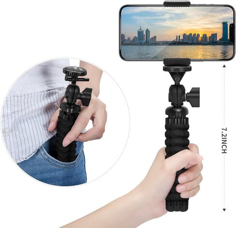 حامل ثلاثي القوائم مرن للهاتف الخلوي الصغير، حامل الهاتف المحمول ZTON قابل للتعديل، حامل الأخطبوط العالمي لهواتف iPhone وSamsung والكاميرا (S-أسود) in Kuwait