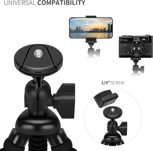 حامل ثلاثي القوائم مرن للهاتف الخلوي الصغير، حامل الهاتف المحمول ZTON قابل للتعديل، حامل الأخطبوط العالمي لهواتف iPhone وSamsung والكاميرا (S-أسود) in Kuwait