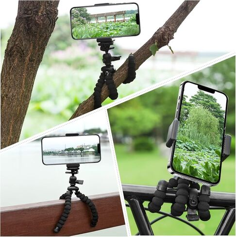 حامل ثلاثي القوائم مرن للهاتف الخلوي الصغير، حامل الهاتف المحمول ZTON قابل للتعديل، حامل الأخطبوط العالمي لهواتف iPhone وSamsung والكاميرا (S-أسود) in Kuwait