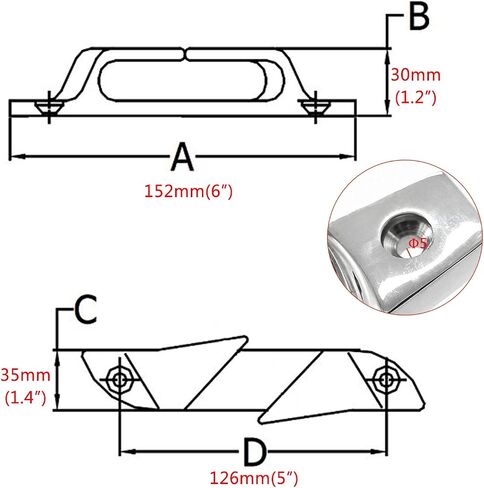 NRC&XRC Pair 3 Holes 6"(152mm) Heavy Dudy Marine Grade 316 Stainless Skene Boat Angled Bow Chocks Yacht Deck Dock Mooring Rope Cleat Chock in Saudi Arabia
