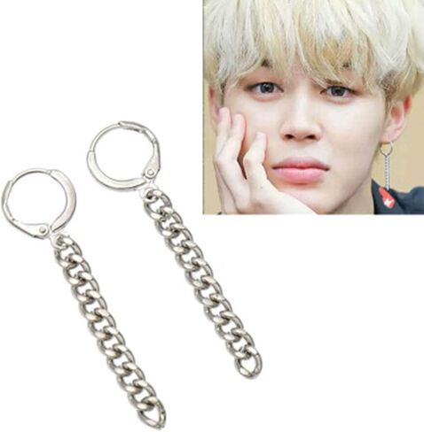 أقراط، 6 قطع من أقراط ألبوم Kpop Bangtan Boy من سلسلة Jimin المتدلية من مجوهرات الأزياء الكورية، مع صندوق شفاف in Kuwait