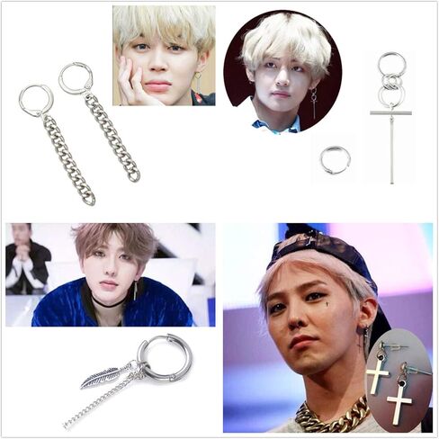 أقراط، 6 قطع من أقراط ألبوم Kpop Bangtan Boy من سلسلة Jimin المتدلية من مجوهرات الأزياء الكورية، مع صندوق شفاف in Kuwait