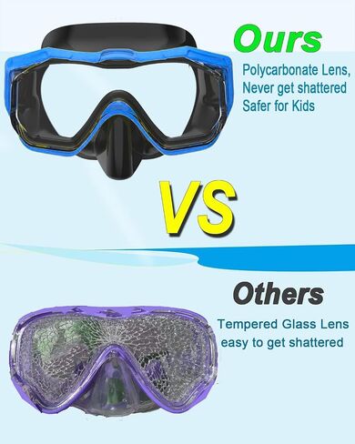 Bairuifu Kids Swim Goggles for Kids 4-16, Anti-Shattered Lens / Anti-Fog / 180° Panoramic View / Kids Swimming Goggles with Nose Cover in Saudi Arabia