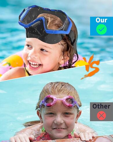 Bairuifu Kids Swim Goggles for Kids 4-16, Anti-Shattered Lens / Anti-Fog / 180° Panoramic View / Kids Swimming Goggles with Nose Cover in Saudi Arabia