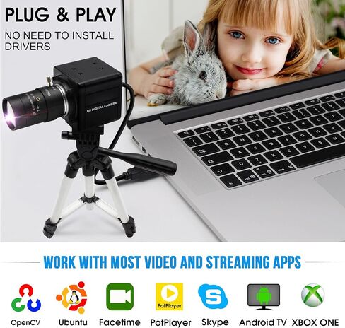 كاميرا USB 1080 بكسل عالية السرعة 260 إطارًا في الثانية 5-50 مم 10X عدسة تكبير بصري 2 ميجابيكسل USB كاميرا ويب يدوية تكبير وتصغير عن قرب، كاميرا جولف سوينغ لمؤتمر الكمبيوتر UVC لـ Raspberry Pi Windows Mac in Kuwait