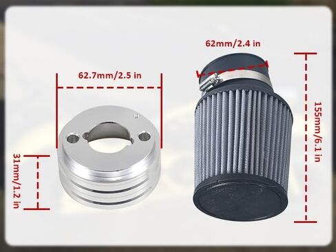 62 مللي متر محول مرشح الهواء مدخل شرارة التوصيل عدة ل المفترس 212cc 6.5 HP GX160 GX200 دراجة نارية سكوتر ATV الترابية دراجة رمادي in Kuwait