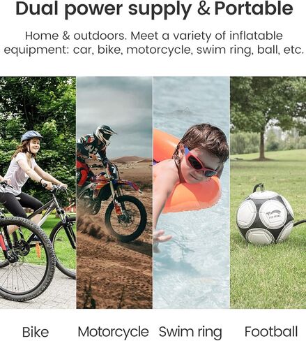 yantu ac/dc السلكية منفاخ الإطارات للمنزل 110 فولت والسيارة 12 فولت، مضخة الإطارات الكهربائية للإطارات، اسطوانة مزدوجة 2x التضخم، مقياس ضغط الإطارات مع شاشة رقمية 8.3 بوصة للدراجات / بيك اب / سيارات الدفع الرباعي in Kuwait