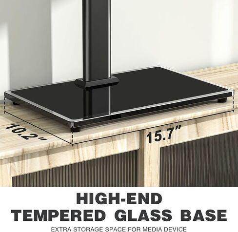 حامل تلفزيون TAVR عالمي على سطح الطاولة لتلفزيونات بشاشة مسطحة LED LCD مقاس 27-60 بوصة، قاعدة حامل تلفزيون قابلة للتعديل مع قاعدة من الزجاج المقسى، حامل تلفزيون بشاشة مسطحة يحمل ما يصل إلى 88 رطلاً، VESA 400x400 مم in Kuwait