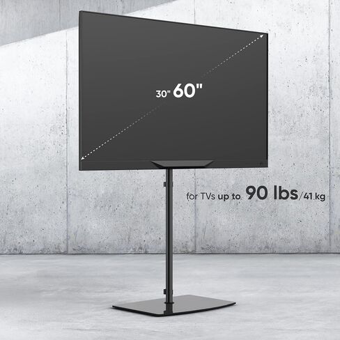 ONKRON Floor TV Stand with Mount for 30-60 Inch TVs up to 90 lbs - Swivel TV Stand Height Adjustable max VESA 400x400 - Tempered Glass TV Stand Slim/Free Standing TV Stand Minimalist Black in Saudi Arabia