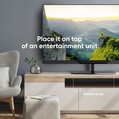 ONKRON Floor TV Stand with Mount for 30-60 Inch TVs up to 90 lbs - Swivel TV Stand Height Adjustable max VESA 400x400 - Tempered Glass TV Stand Slim/Free Standing TV Stand Minimalist Black in Saudi Arabia