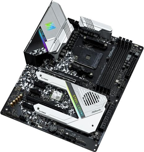 اللوحة الأم ASRock X570 Steel Legend WiFi ax تدعم مقبس AMD AM4، Intel Wi-Fi 6 802.11ax (2.4 جيجابت في الثانية)، بلوتوث 5.2، تصميم 10 مراحل للطاقة in Saudi Arabia