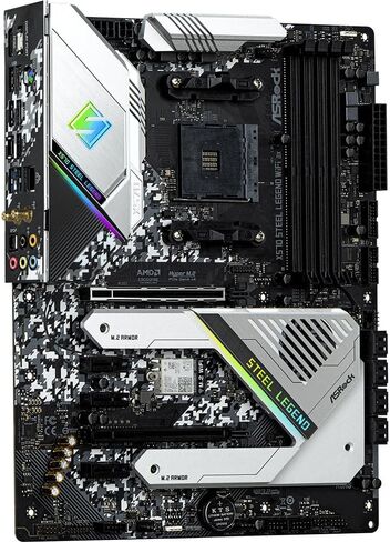 اللوحة الأم ASRock X570 Steel Legend WiFi ax تدعم مقبس AMD AM4، Intel Wi-Fi 6 802.11ax (2.4 جيجابت في الثانية)، بلوتوث 5.2، تصميم 10 مراحل للطاقة in Saudi Arabia