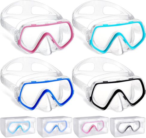 Hoolerry 4 Pcs Kids Swim Goggles with Nose Cover for 3-8 No Leak Tempered Glass Snorkel Dive Mask Anti Fog with Elastic Strap Clear Swimming Mask with Dive Mask Case for Diving Snorkeling, 4 Colors in Saudi Arabia