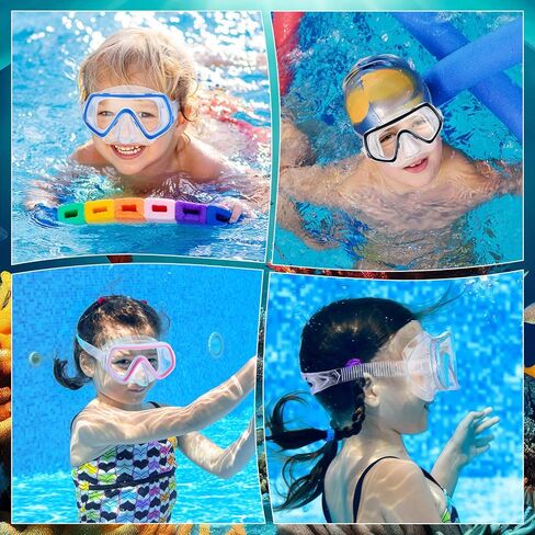 Hoolerry 4 Pcs Kids Swim Goggles with Nose Cover for 3-8 No Leak Tempered Glass Snorkel Dive Mask Anti Fog with Elastic Strap Clear Swimming Mask with Dive Mask Case for Diving Snorkeling, 4 Colors in Saudi Arabia