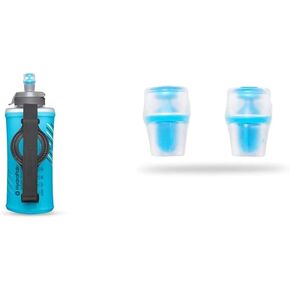 HydraPak SkyFlask Speed ​​350ml - قارورة مياه خفيفة الوزن وقابلة للطي محمولة باليد - (350 مل/12 أونصة) - حزام يد قابل للتعديل، غطاء مقاوم للانسكاب، أزرق ماليبو
