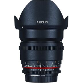 Rokinon DS16M-NEX 16mm T2.2 Cine عدسة واسعة الزاوية لكاميرا Sony Alpha E-Mount عدسات قابلة للتبديل سوداء
