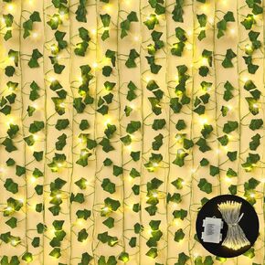 CEWOR 168Ft 24 حزمة اللبلاب إكليل اللبلاب الاصطناعي مع أضواء، أوراق وهمية مع 200 أضواء سلسلة LED، النباتات المعلقة الديكور الأخضر لغرفة النوم جدار حديقة حفل زفاف in Kuwait