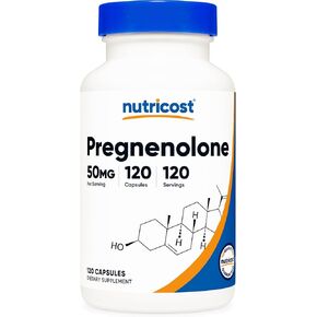 Nutricost Pregnenolone 50mg، 120 كبسولة - غير معدلة وراثيًا، خالية من الغلوتين، كبسولات نباتية
