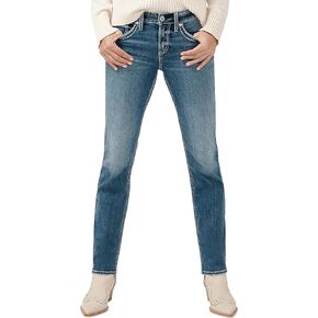 Silver Jeans Co. Women's Suki Mid Rise Straight Leg Jeans, Blue, 27W x 31L