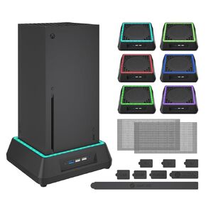 مروحة تبريد لجهاز Xbox Series X ام في اي او اي اي مع مؤشر LED، مروحة تربو كبيرة للغاية، منافذ USB 2.0 لوحدة تحكم الالعاب (متوافقة فقط مع Xbox Series x)