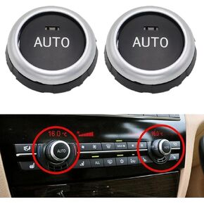 2Pcs Front/Rear AC Climate Control Knob Button Cover 61319393931 for BMW 5 6 7 Series X5 2014-2018 X6 2014-2019