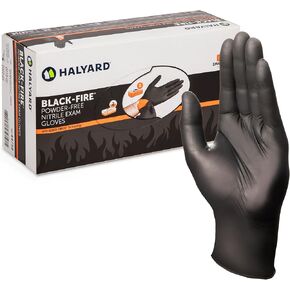 قفازات فحص النتريل HALYARD BLACK-FIRE مع فحص سريع، كشف الخرق، خالية من المسحوق، 5.5 مل، 9.5 بوصة، أسود/برتقالي، متوسط، 44757 (حالة 1500)