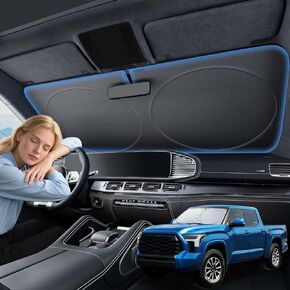 ملحقات الزجاج الأمامي Tesla Model Y Sunshade 2020-2024 [الحماية من الشمس] [سهلة التركيب قابلة للطي] ترقية مظلة شمسية قابلة للطي 300D لمظلة النافذة الأمامية Model Y ملحقات Tesla Model Y 2024