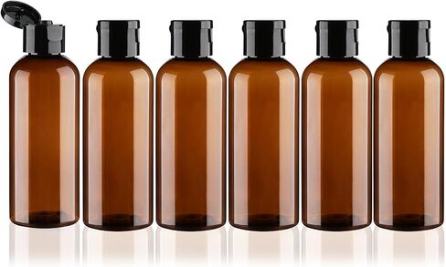 زجاجات السفر لمستلزمات النظافة 6 عبوات بحجم 3.4 أونصة حاويات بحجم السفر معتمدة من إدارة أمن المواصلات الأمريكية وزجاجات شامبو وبلسم للسفر مانعة للتسرب وزجاجات ضغط بلاستيكية وإكسسوارات أساسيات السفر (بني) in Kuwait