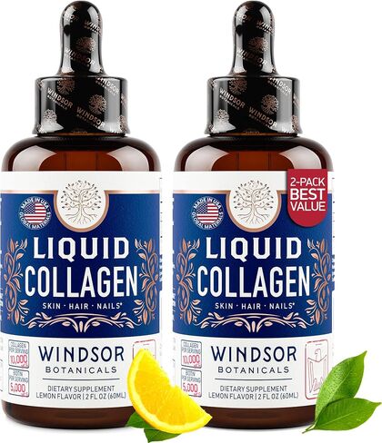 Vegan Collagen Builder Liquid Supplement - Collagen Booster with Vitamin C, Biotin, Hyaluronic Acid & Amino Acids - Vegetarian Collagen for Women, Organic Fruit & Vegetable Blend - 120ml, 60 Day in Kuwait