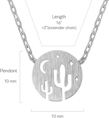 More And More Cactus 18K Gold Plated Necklace With Message Card, Yellow and White Color, Anchor Chain, Best Gift Necklace, Size 16 inch + 2 inch Extender, Pendant, Gift Card in Saudi Arabia