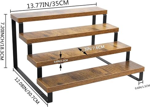 3 Tier Display Riser Stand,Tiered Perfume and Cologne Organizer Stand,wood retail display shelves,Tiered Countertop Display Shelf for Makeup, Figure, Bottles, Jars,Cupackes,Metal Frame(Black) in Kuwait