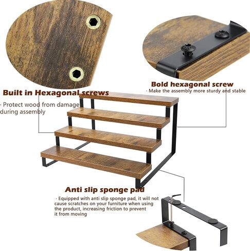 3 Tier Display Riser Stand,Tiered Perfume and Cologne Organizer Stand,wood retail display shelves,Tiered Countertop Display Shelf for Makeup, Figure, Bottles, Jars,Cupackes,Metal Frame(Black) in Kuwait
