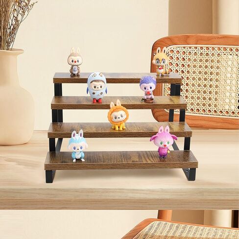 3 Tier Display Riser Stand,Tiered Perfume and Cologne Organizer Stand,wood retail display shelves,Tiered Countertop Display Shelf for Makeup, Figure, Bottles, Jars,Cupackes,Metal Frame(Black) in Kuwait