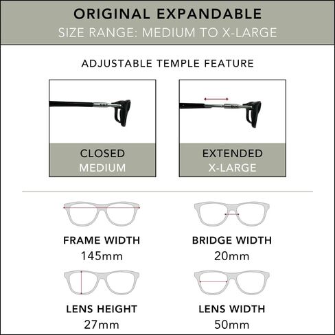 Clic Magnetic Reading Glasses, Adjustable Temple Computer Readers, Original Expandable, (M-XL, Black, 2.00 Magnification) in Kuwait