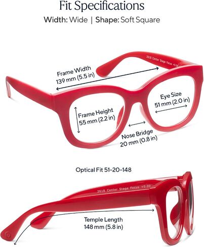 Peepers by PeeperSpecs Women's Center Stage Square Blue Light Blocking Progressive Reading Glasses in Kuwait