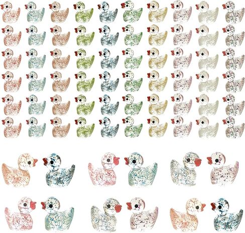 60 قطعة من أشكال البط الصغيرة من Kuanfine تتوهج في الظلام، بطة صغيرة من الراتنج، خرزة البط المصغرة المضيئة لتزيين المناظر الطبيعية في الحديقة وحوض السمك (مضيئة) in Kuwait