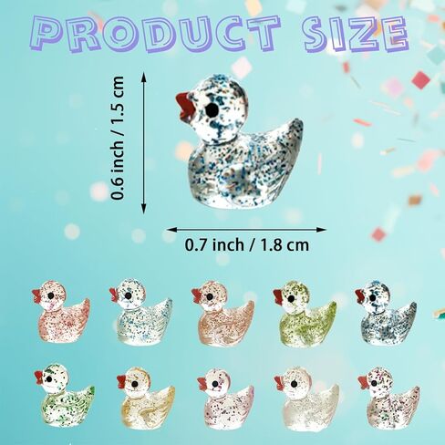 60 قطعة من أشكال البط الصغيرة من Kuanfine تتوهج في الظلام، بطة صغيرة من الراتنج، خرزة البط المصغرة المضيئة لتزيين المناظر الطبيعية في الحديقة وحوض السمك (مضيئة) in Kuwait