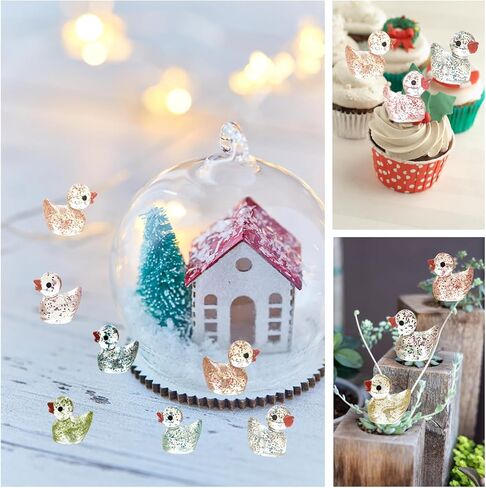 60 قطعة من أشكال البط الصغيرة من Kuanfine تتوهج في الظلام، بطة صغيرة من الراتنج، خرزة البط المصغرة المضيئة لتزيين المناظر الطبيعية في الحديقة وحوض السمك (مضيئة) in Kuwait