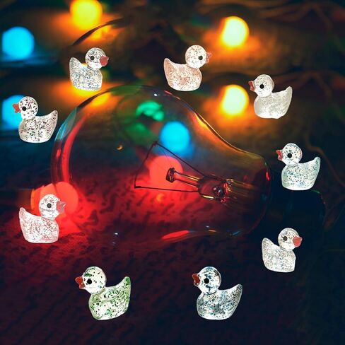 60 قطعة من أشكال البط الصغيرة من Kuanfine تتوهج في الظلام، بطة صغيرة من الراتنج، خرزة البط المصغرة المضيئة لتزيين المناظر الطبيعية في الحديقة وحوض السمك (مضيئة) in Kuwait