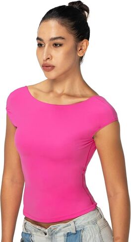 Sunzel Women’s Backless Sexy Going Out Top Double Lined Y2K Basic Tee Shirt with Open Back and Adjustable Straps in Kuwait