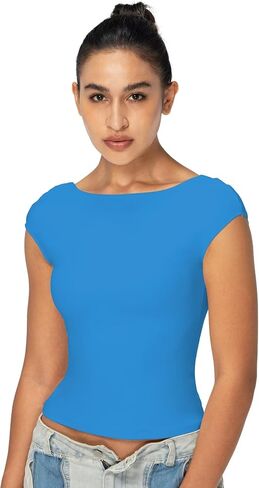 Sunzel Women’s Backless Sexy Going Out Top Double Lined Y2K Basic Tee Shirt with Open Back and Adjustable Straps in Kuwait