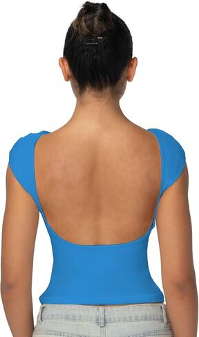 Sunzel Women’s Backless Sexy Going Out Top Double Lined Y2K Basic Tee Shirt with Open Back and Adjustable Straps in Kuwait