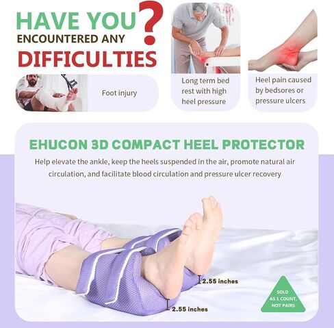 Ehucon Heel Protector Bed Sore Pillow Cushion for Pressure Sores,Heel protection Foot Wedge Pillow for Bedridden Patients Supplies, Ankle Pillow Heel Protectors for Heel Pain (Khaki) in Kuwait
