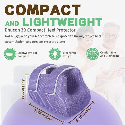 Ehucon Heel Protector Bed Sore Pillow Cushion for Pressure Sores,Heel protection Foot Wedge Pillow for Bedridden Patients Supplies, Ankle Pillow Heel Protectors for Heel Pain (Khaki) in Kuwait