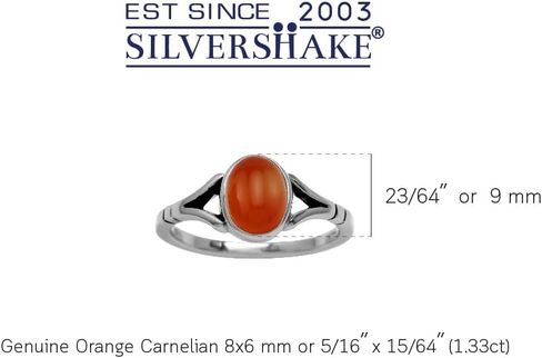 Silvershake 8X6mm Genuine Cabochon Stone 925 Sterling Silver Solitaire Casual Ring Jewelry for Women or Teen in Saudi Arabia