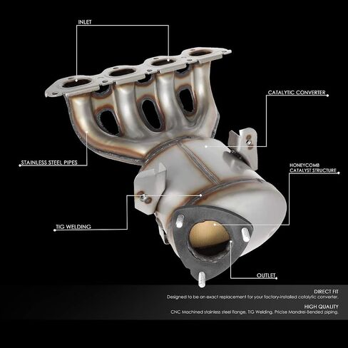 DNA MOTORING Factory Style Catalytic Converter Flex Exhaust Pipe Compatible with 10-14 Equinox / 12-15 Captiva Sport / 10-14 Terrain, 2.4, OEM-CONV-029 in Kuwait