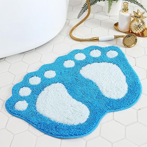 Bathroom Rugs Mats, Cute Paw Foot Shape Soft Microfiber Machine Washable Bath Mat Water Absorbent Non-Slip Mat for Bathroom Shower Room (Grey) in Kuwait