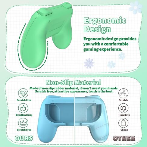 FASTSNAIL Switch Controller Grips for Nintendo Switch/OLED for JoyCons | Wear-Resistant Switch Controllers Holder Handle Kit, Ergonomic Design, 6 Non-Slip Thumb Grip Caps for Joycon 1 Accessories in Kuwait
